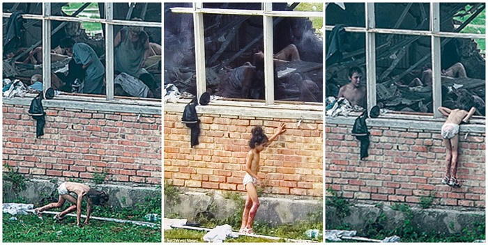 მძევალი გოგო დედის საძებნელად აფეთქებული დარბაზის შენობაში ძვრება