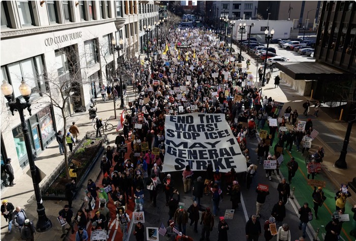 "End the wars, stop ICE, May 1 general strike"
